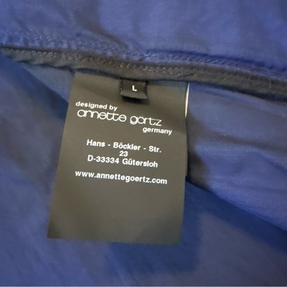 Annette Görtz ‘Main Jacket’ Blue & Black 3/4 Sleeve Button Up Jacket Size Large - Picture 10 of 16